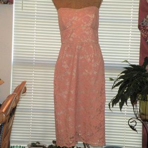 NWT $195 Pink Lace Strapless Dress MOLLY NEW YORK M 10